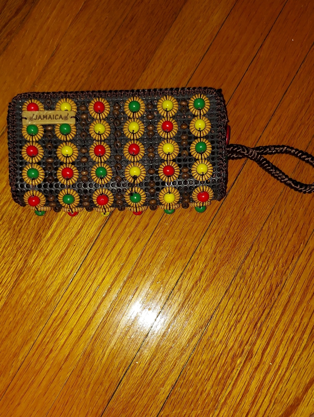 Beaded Jamaica Wristlet Clutch in Red Yellow Green